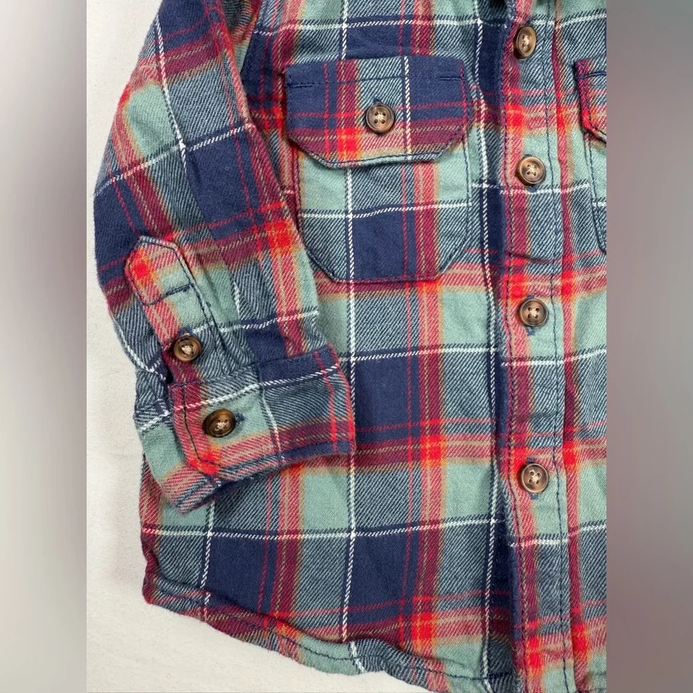 CARTER’S Boys Flannel Shirt 9M Plaid Button Front Soft Cozy Classic‎ Outdoor